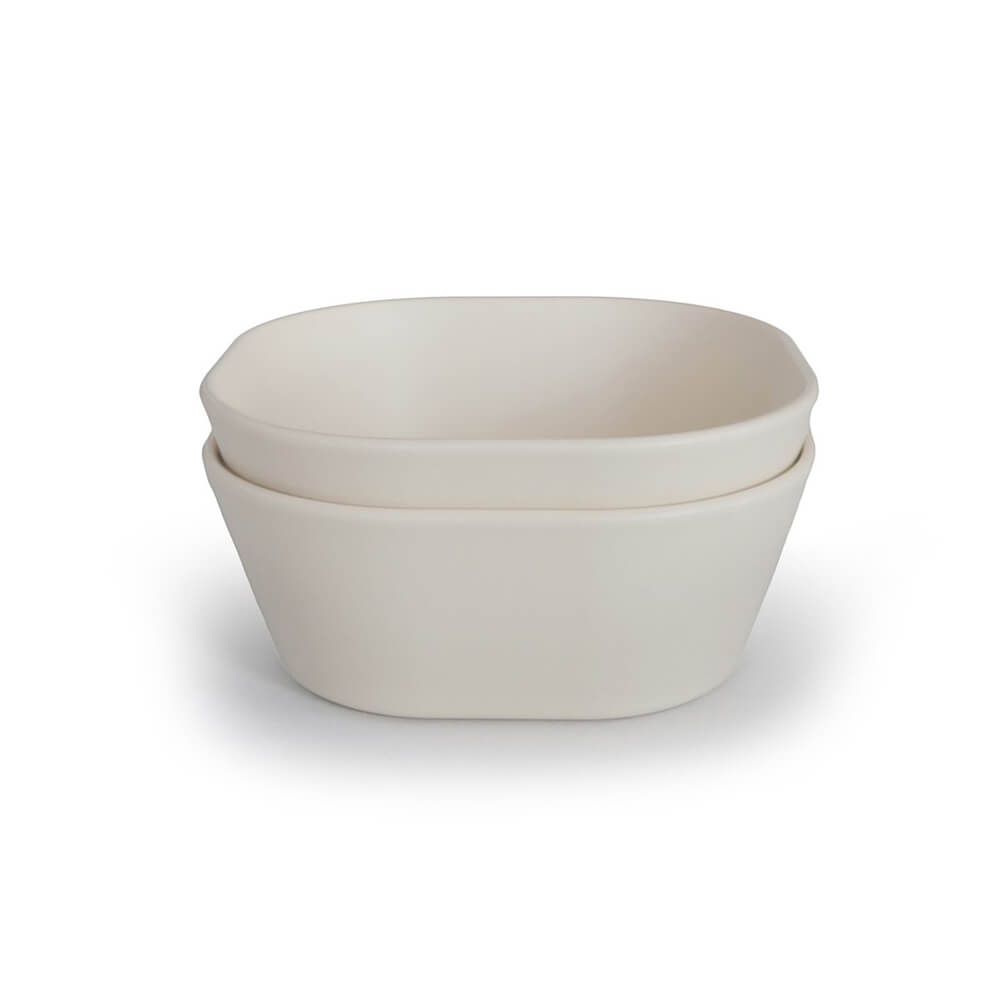Mushie Set of 2 Square Dinner Bowls - Ivory