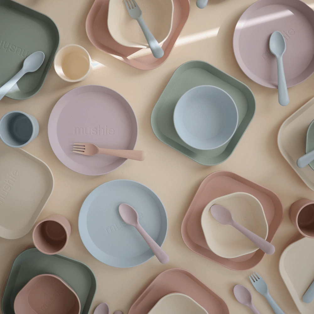 Mushie Set of 2 Square Dinner Bowls - Ivory