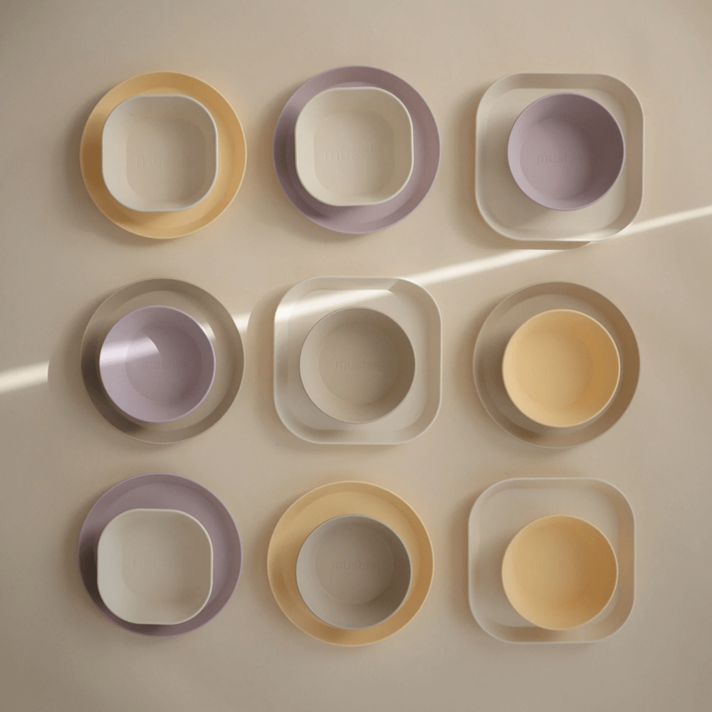 Mushie Set of 2 Square Dinner Bowls - Ivory