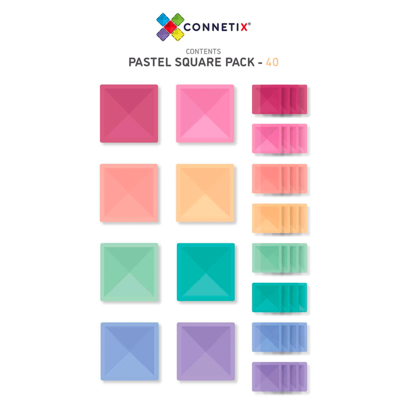 Connetix - 40 Piece Pastel Square Pack