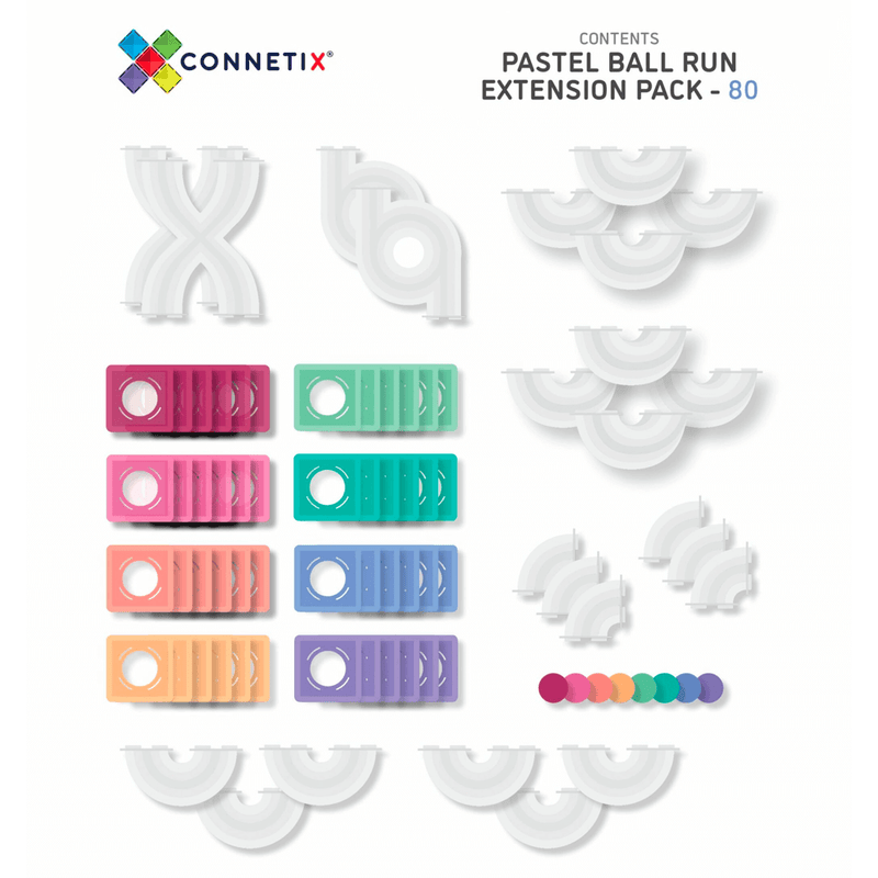 Connetix - 80 Piece Pastel Ball Run Expansion Pack