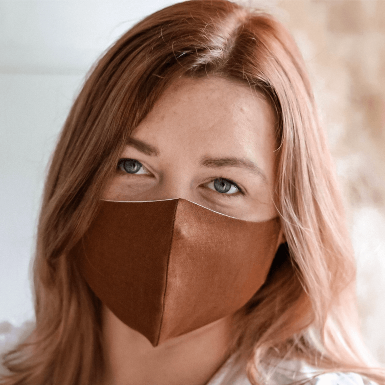 Foxi Tribe Linen Face Mask - Toffee