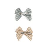 Huxbaby Stripe Hair Bow 2Pack - Teal/Biscuit