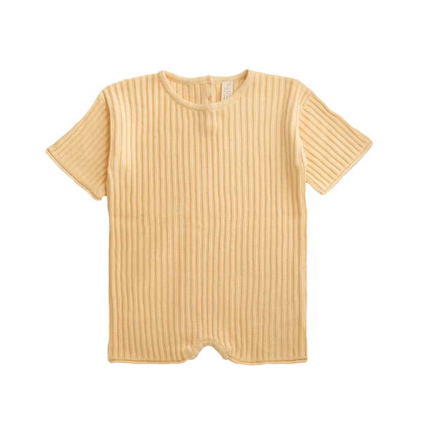 Illoura The Label -  Short Sleeve Essential Knit Ribbed Romper - Butter