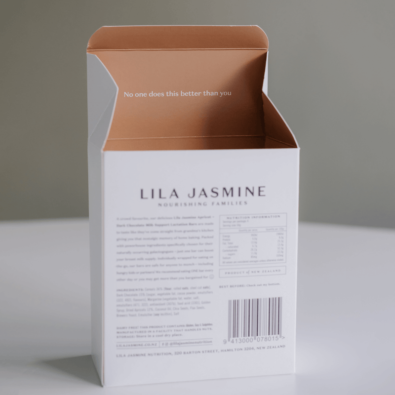 Lila Jasmine Lactation Bars - Apricot & Dark Chocolate Box Of Six