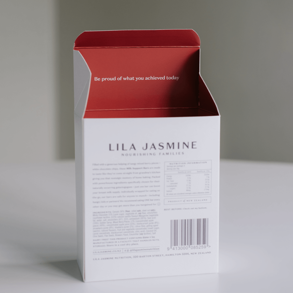 Lila Jasmine Lactation Bars - Mixed Berry & White Chocolate Box Of Six