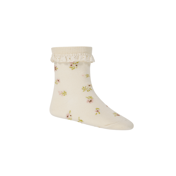 Jamie Kay Jacquard Floral Ankle Sock - Goldie Milk