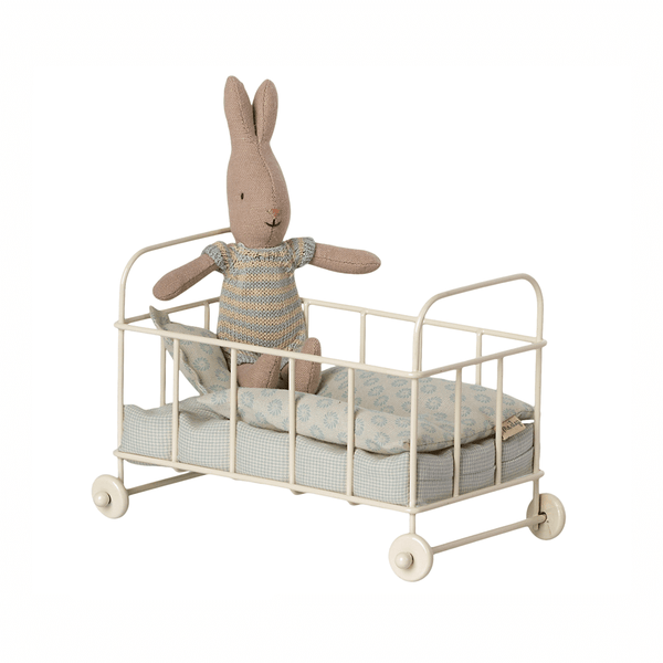 Maileg Metal Baby Cot Bed Micro Blue