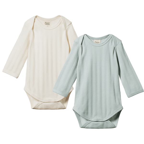 Nature Baby Long Sleeve 2 Pack Bodysuits - Natural/Sea