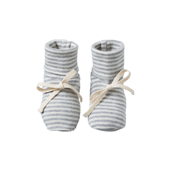 Nature Baby Cotton Booties - Grey Marl Stripe