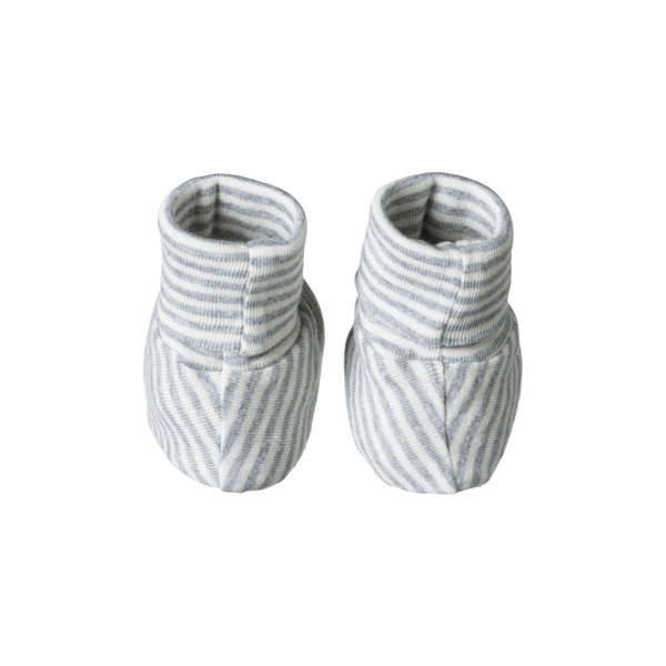 Nature Baby Cotton Booties - Grey Marl Stripe