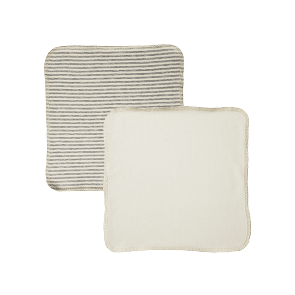 Nature Baby Jersey Face Cloths - Natural/Grey Marl Stripe