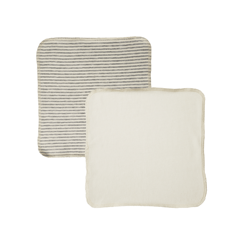 Nature Baby Jersey Face Cloths - Natural/Grey Marl Stripe