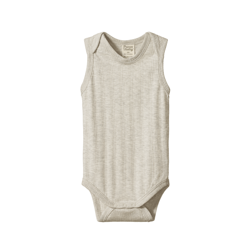 Nature Baby Singlet 2 Pack Bodysuits - Natural/Light Grey Marl