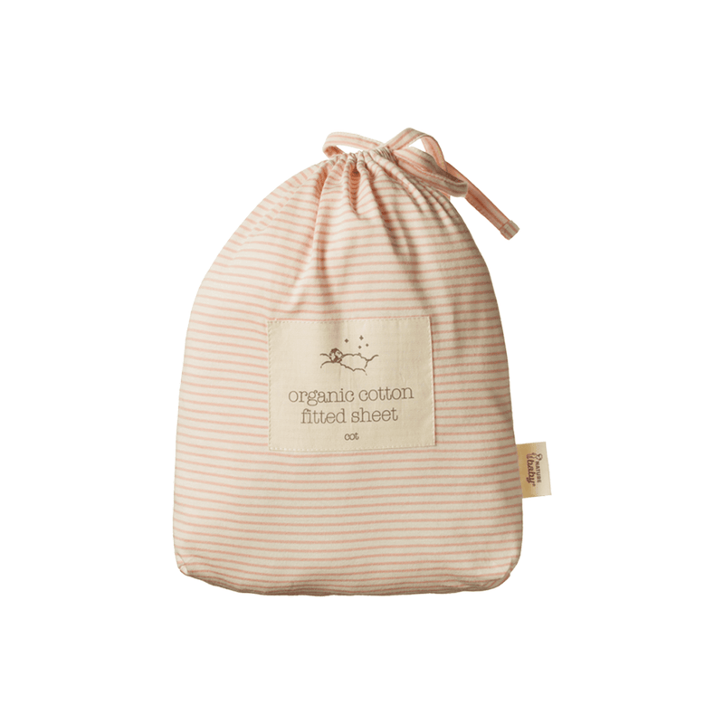 Nature Baby Fitted Sheet Jersey - Rose Dust Pinstripe