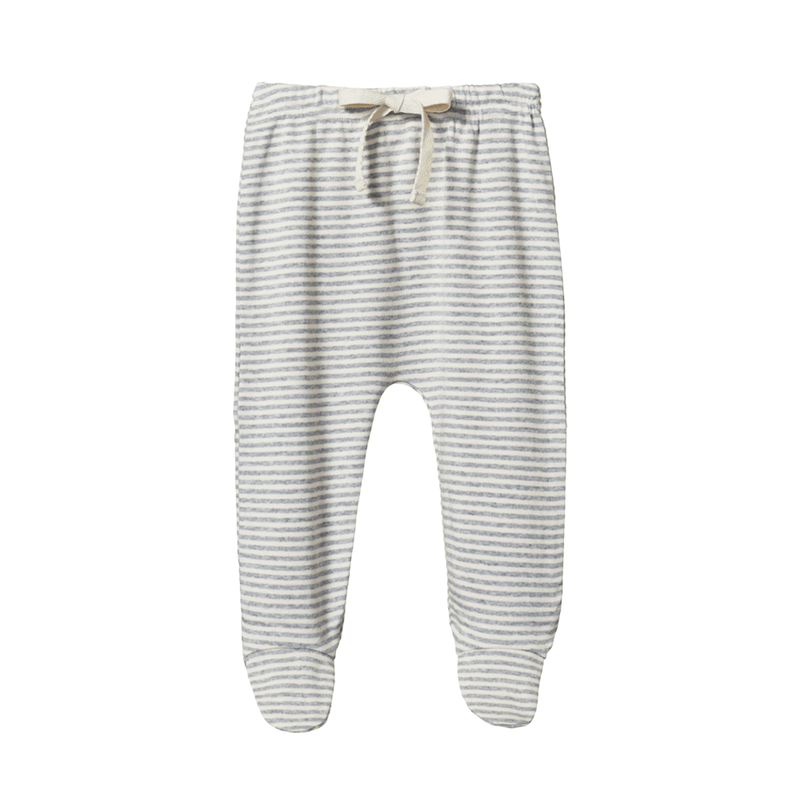 Nature Baby Cotton Footed Rompers - Grey Marl Stripe