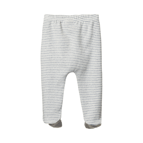 Nature Baby Cotton Footed Rompers - Grey Marl Stripe