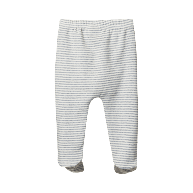 Nature Baby Cotton Footed Rompers - Grey Marl Stripe