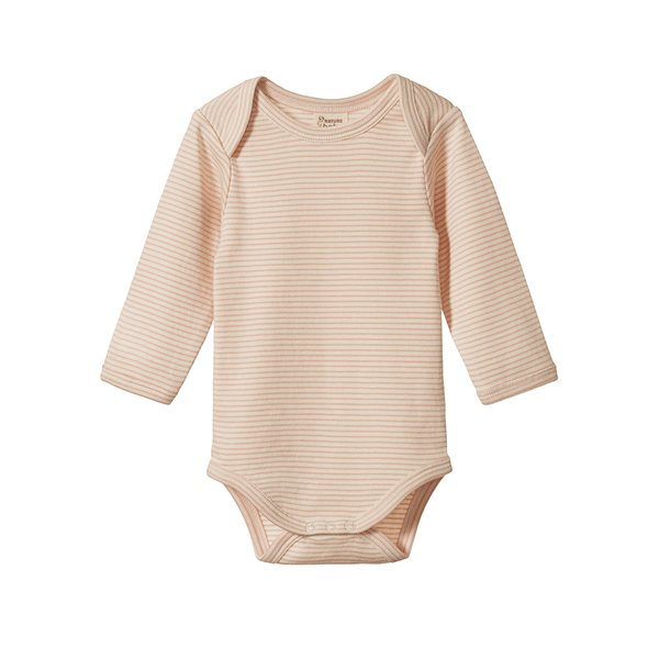 Nature Baby Long Sleeve Bodysuit - Rose Dust Pinstripe