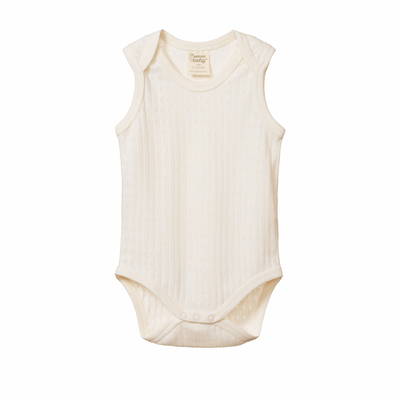 Nature Baby Cotton Pointelle Singlet Bodysuit - Natural