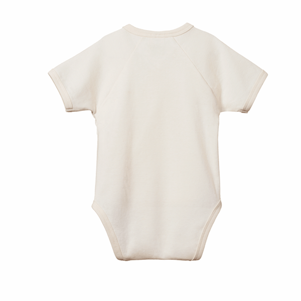 Nature Baby Cotton Short Sleeve Kimono Bodysuit - Natural