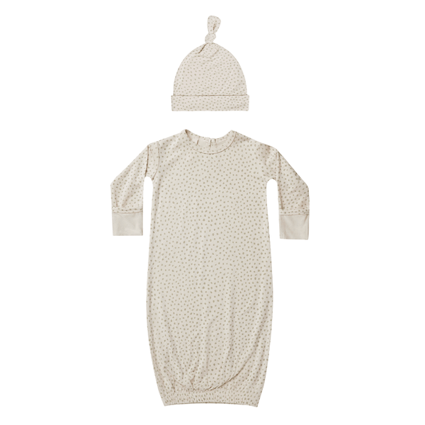 Quincy Mae Bamboo Baby Gown & Hat Set - Speckles