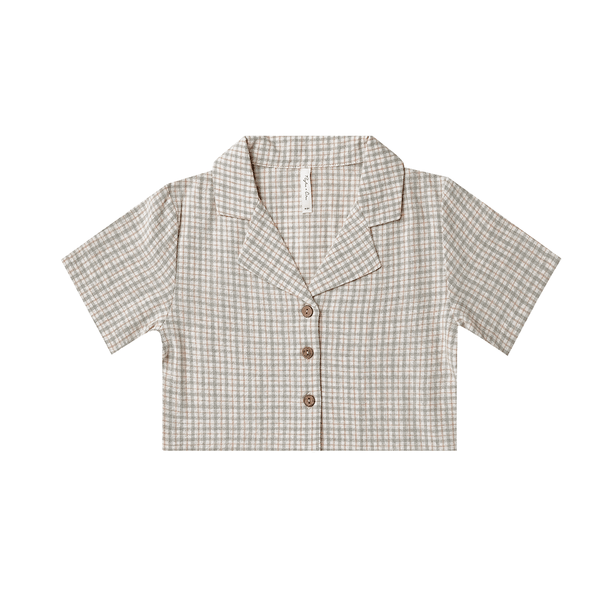 Rylee + Cru Cropped Collared Shirt - Laurel Plaid