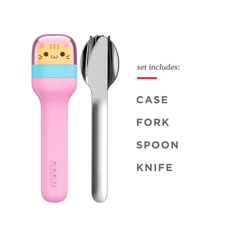 Zoku - Kids Pocket Utensils Kitty Pink