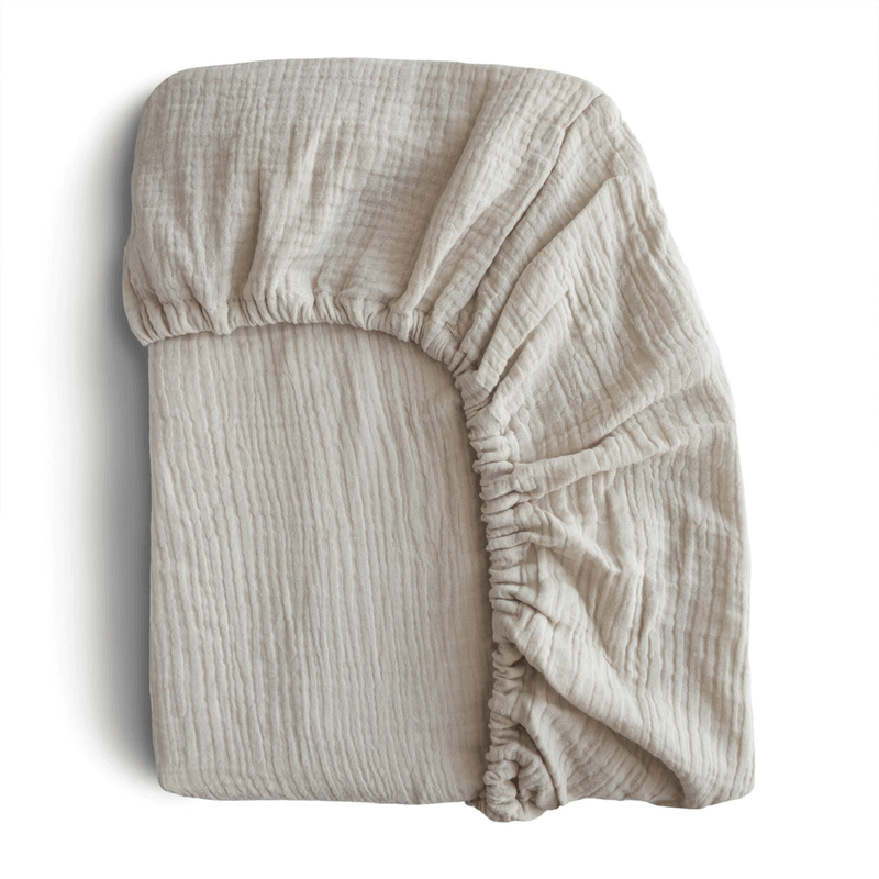 Mushie Crib/Bassinet Sheet - Fog