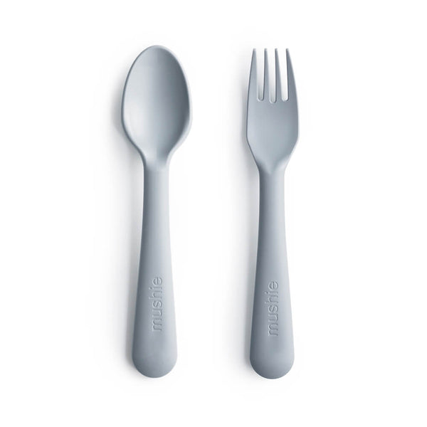 Mushie Fork & Spoon Set - Cloud