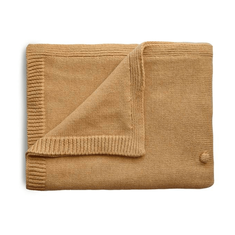 Mushie Knitted Textured Dots Blanket - Mustard