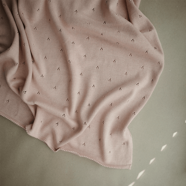Mushie Knitted Pointelle Blanket - Blush