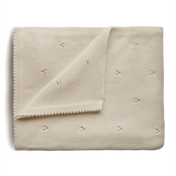 Mushie Knitted Pointelle Blanket - Ivory