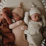 Mushie Ribbed Baby Beanie - Beige Melange