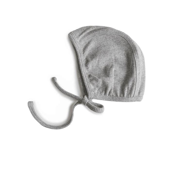 Mushie Ribbed Baby Bonnet - Grey Melange