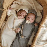 Mushie Ribbed Baby Bonnet - Grey Melange