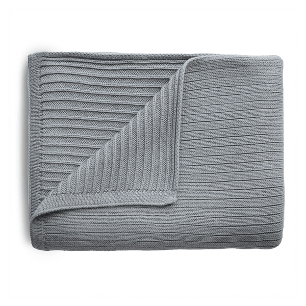 Mushie Knitted Ribbed Blanket - Grey Melange