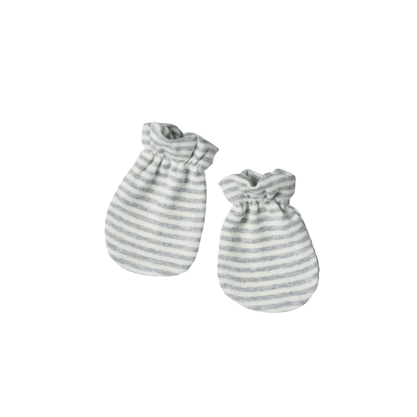 Nature Baby Cotton Newborn Mittens - Grey Marl Stripe