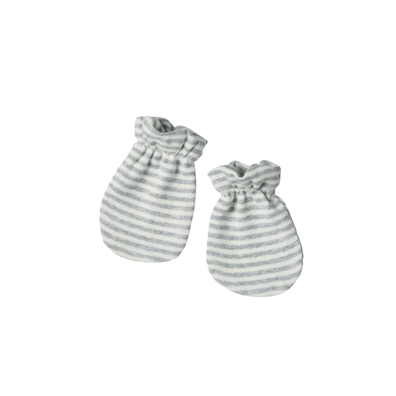 Nature Baby Cotton Newborn Mittens - Grey Marl Stripe