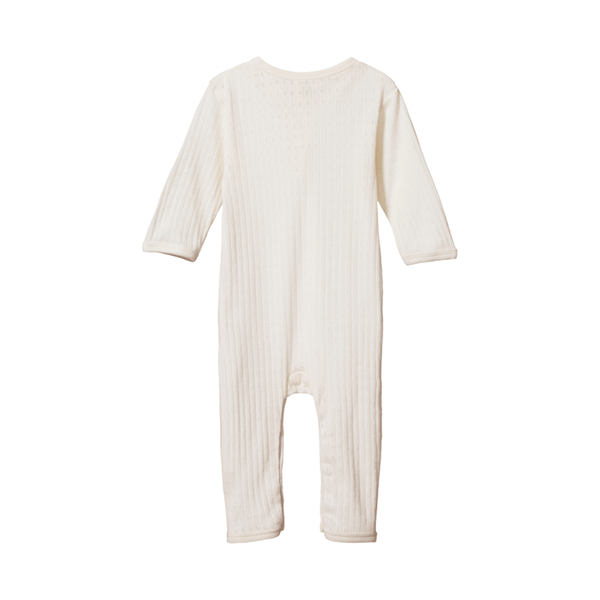 Nature Baby Pointelle Henley Pyjama Suit - Natural