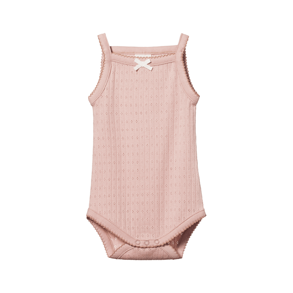 Nature Baby Cotton Pointelle Camisole Bodysuit - Rosebud
