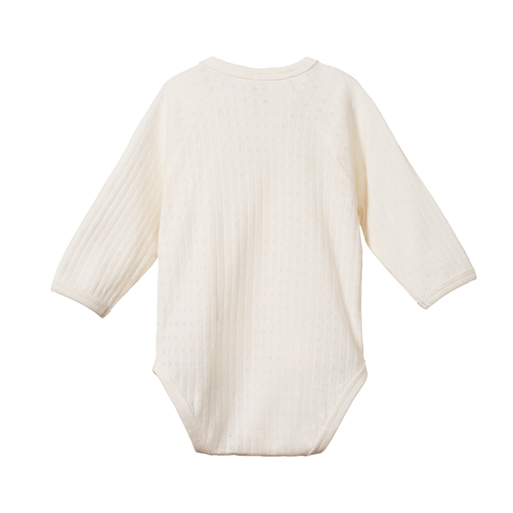 Nature Baby Kimono Pointelle Long Sleeve Bodysuit - Natural