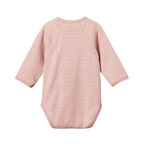 Nature Baby Kimono Pointelle Long Sleeve Bodysuit - Rosebud