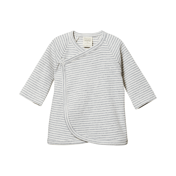 Nature Baby Kimono Jacket - Grey Marl Stripe