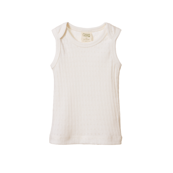 Nature Baby Cotton Pointelle Singlet - Natural