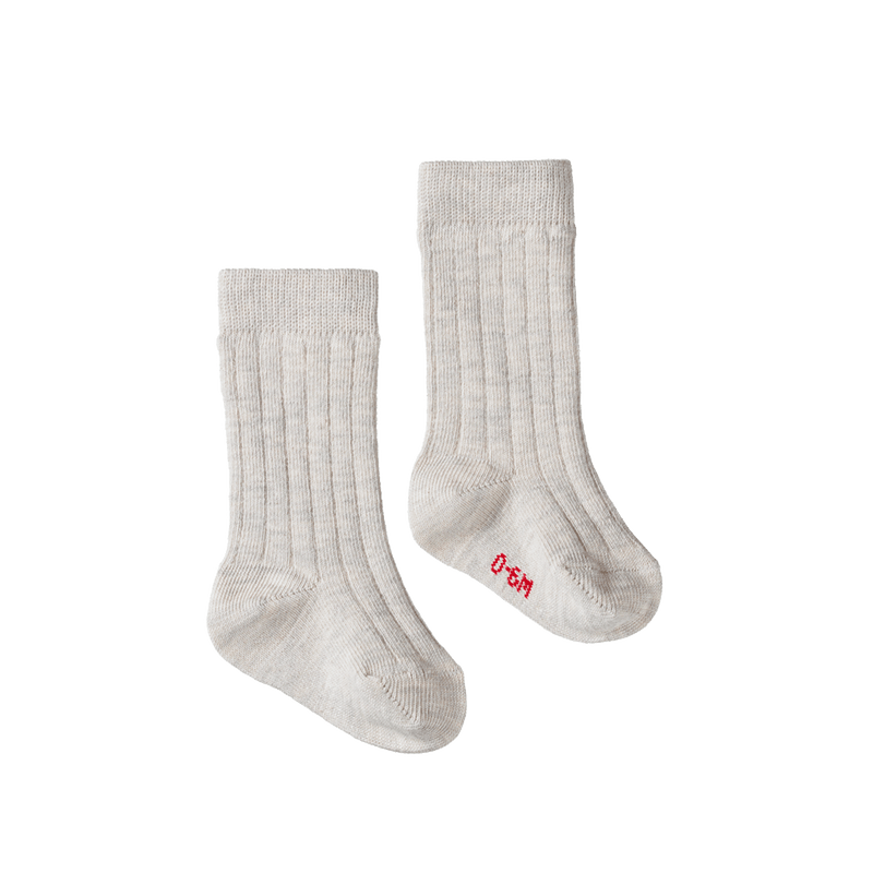 Nature Baby Cotton Rib Socks - Light Grey Marl