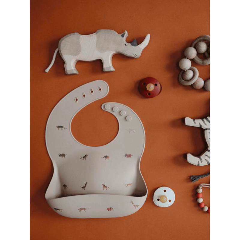 Mushie Silicone Bib - Safari Grey