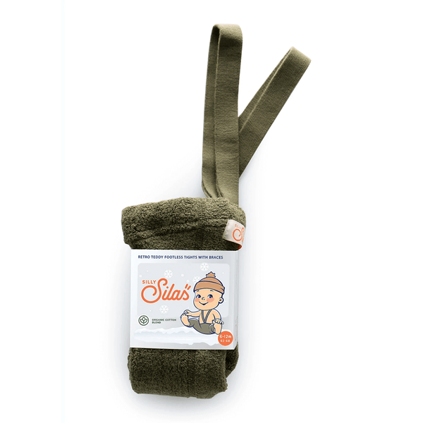 Silly Silas Footless Teddy Warmy Tights - Olive