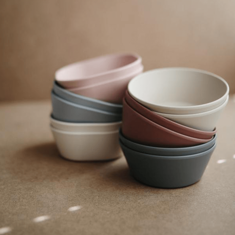 Mushie Set of 2 Round Dinner Bowls - Vanilla