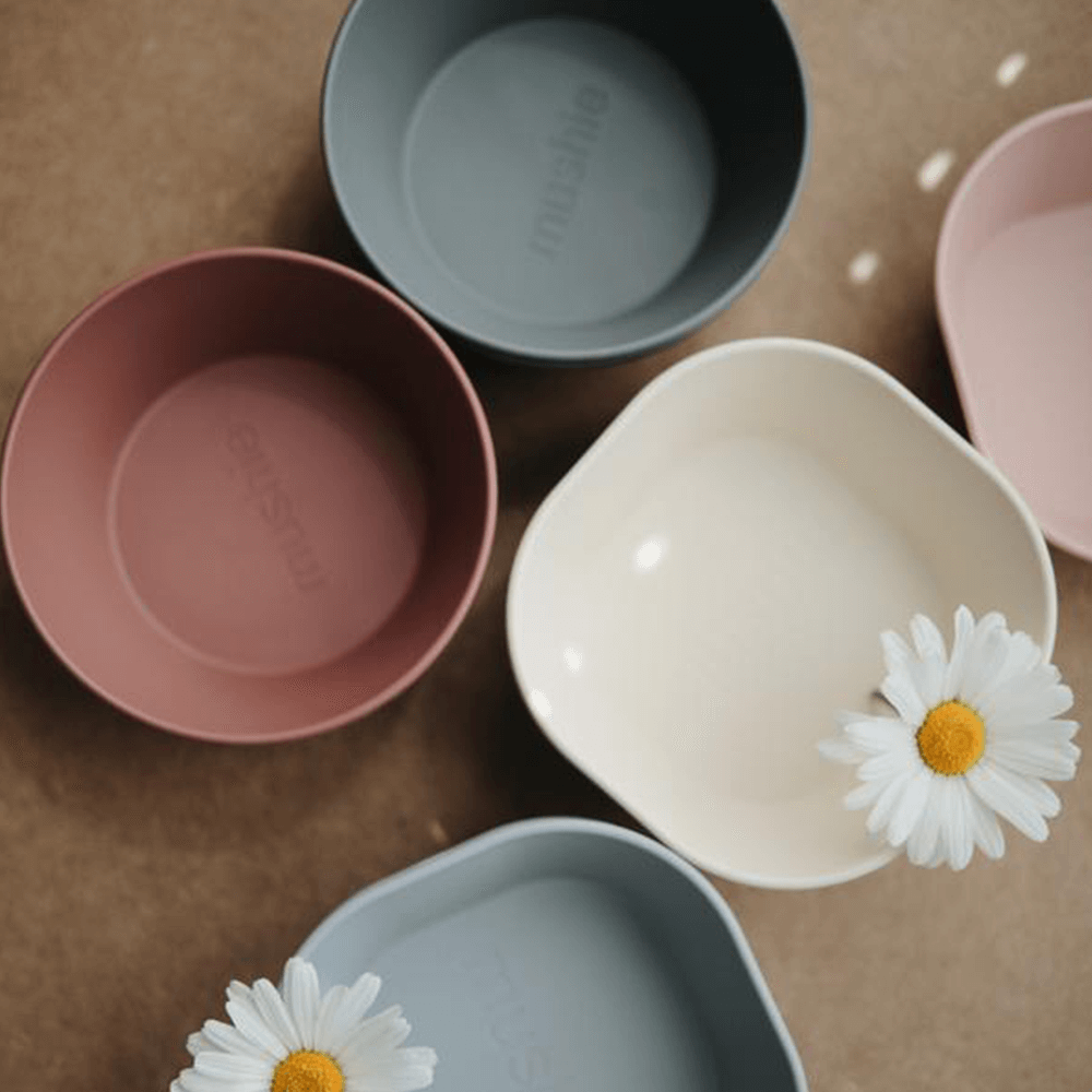 Mushie Set of 2 Round Dinner Bowls - Vanilla